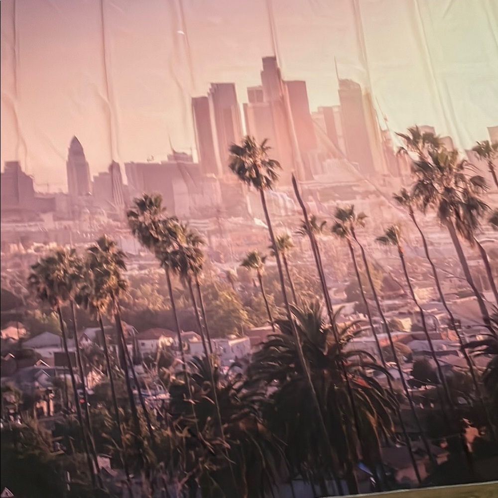 Sunset Palm City Wall Art Print - Pink Tones